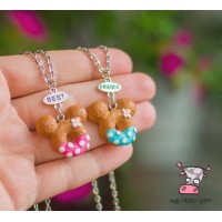 Кулон для двоих друзей "Best Friends. Пончики ушки Микки яркие". Цена за 1 комплект